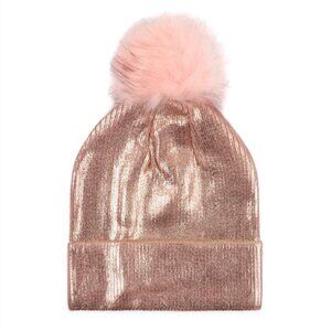 PINK METALLIC WINTER BEANIE